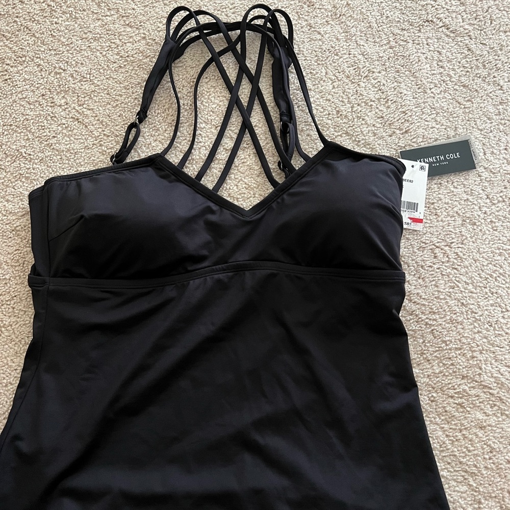 New with tags Kenneth Cole swim black strappy tummy toner tanking top